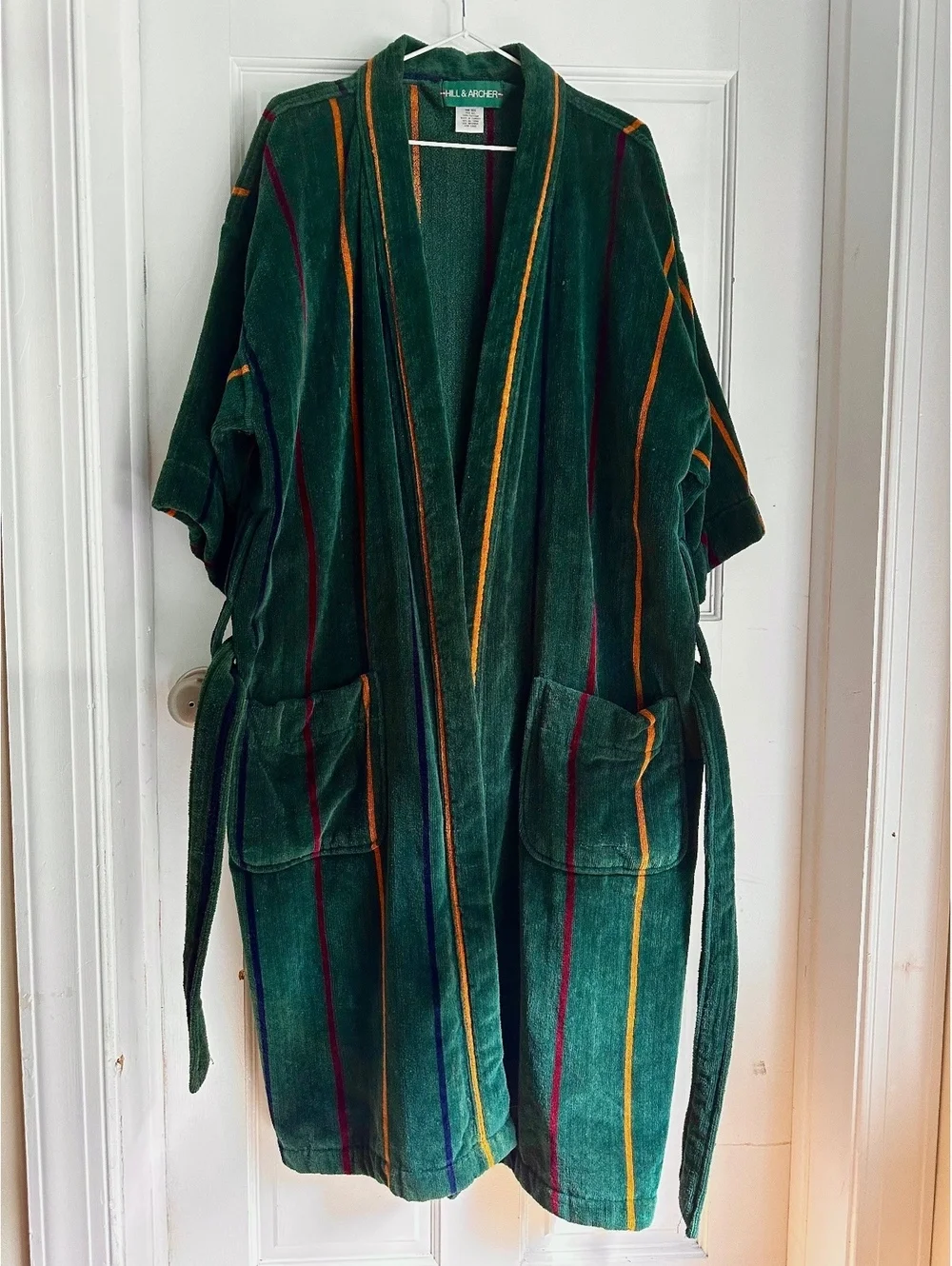 HILL & ARCHER Turkish Cotton Rich Emerald Velour Bathrobe One Size